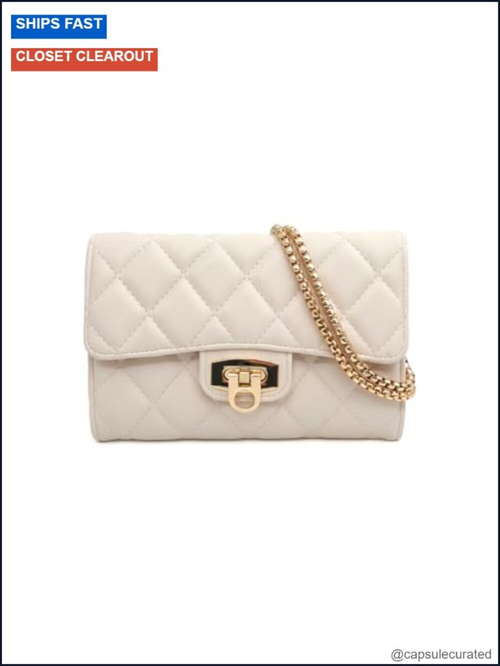 Small Quilted Crossbody Purse for Women | Vegan PU Leather Clutch with Chain